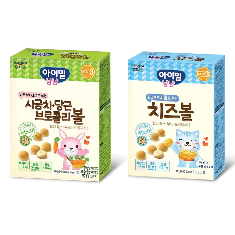 韓國Ildong Foodis日東 - 藜麥小饅頭二入組-起司*1+綜合蔬菜*1
