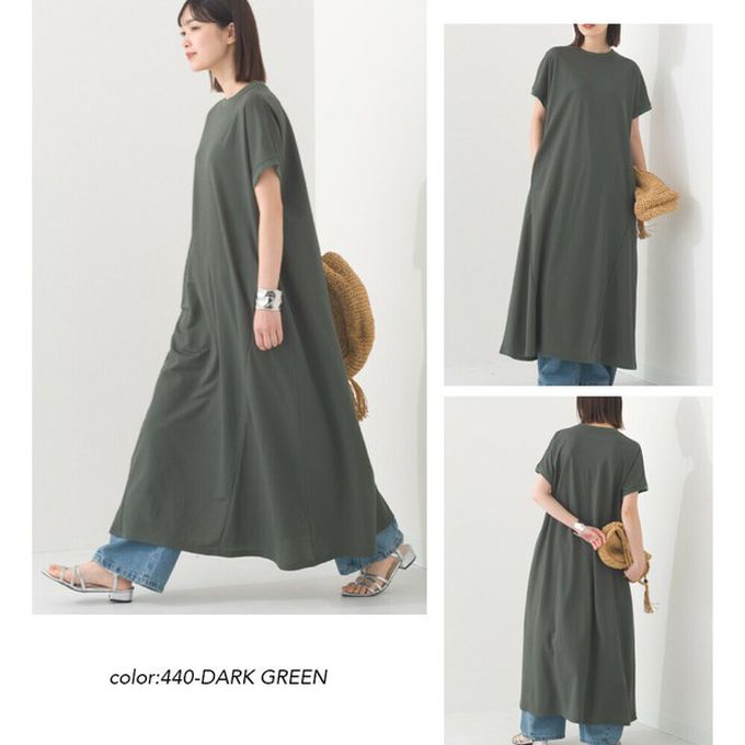 日本 OMNES - 接觸涼感 嫘縈圓領傘狀短袖洋裝-天空藍