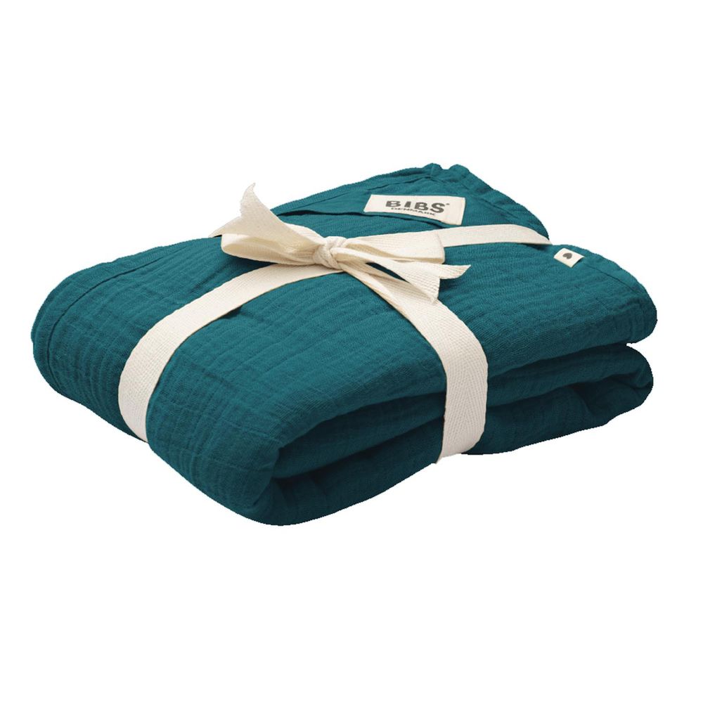 丹麥BIBS - Muslin Swaddle有機棉紗布包巾-湖水綠-單入