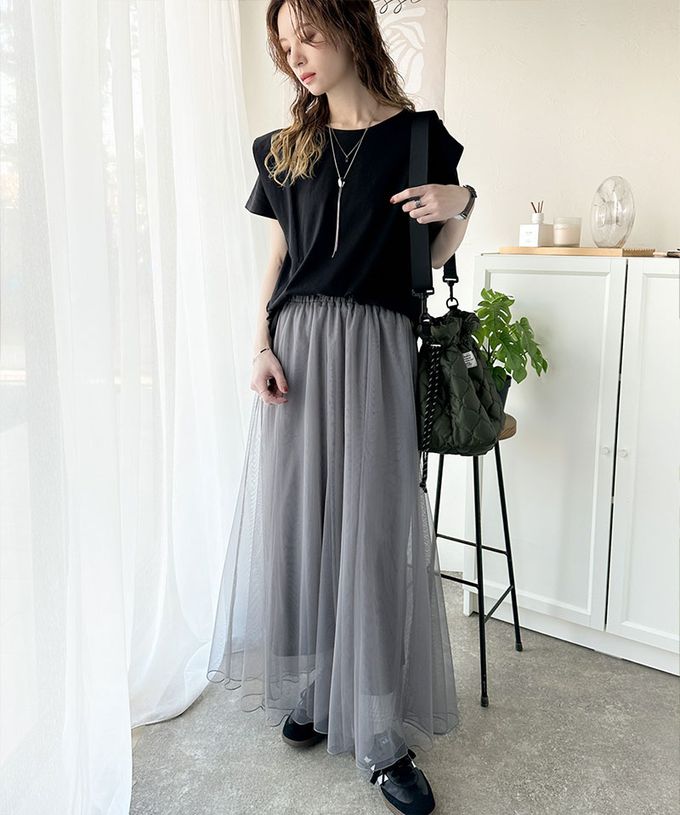 日本 Classical Elf - 純棉柔滑光澤感荷葉袖上衣-灰杏