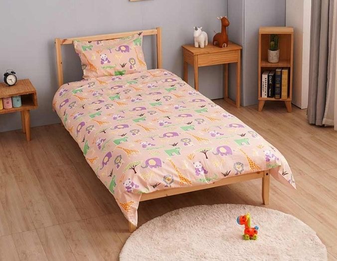 日本西村 Westy - 野生動物園-單人被套2件組-粉-單人款2件組-粉 (135 x 185 cm, 45 x 75 cm)-單人被套x1 + 枕頭套x1