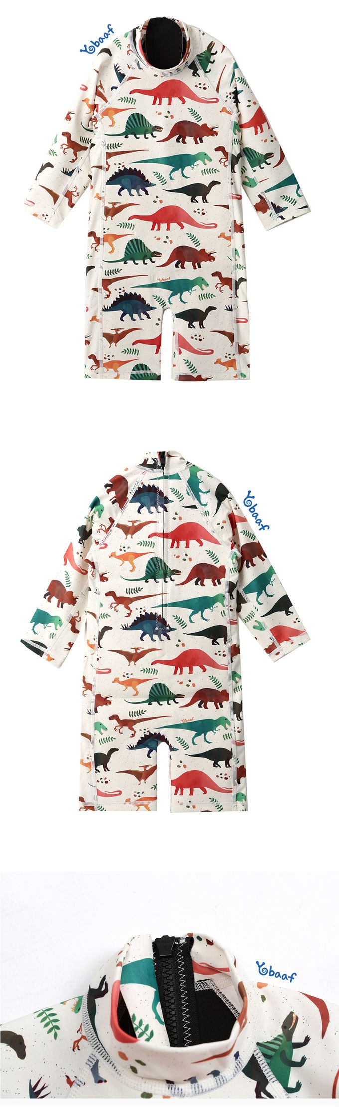 韓國 Yobaaf - UPF50+兒童防曬防寒泳裝-恐龍王國