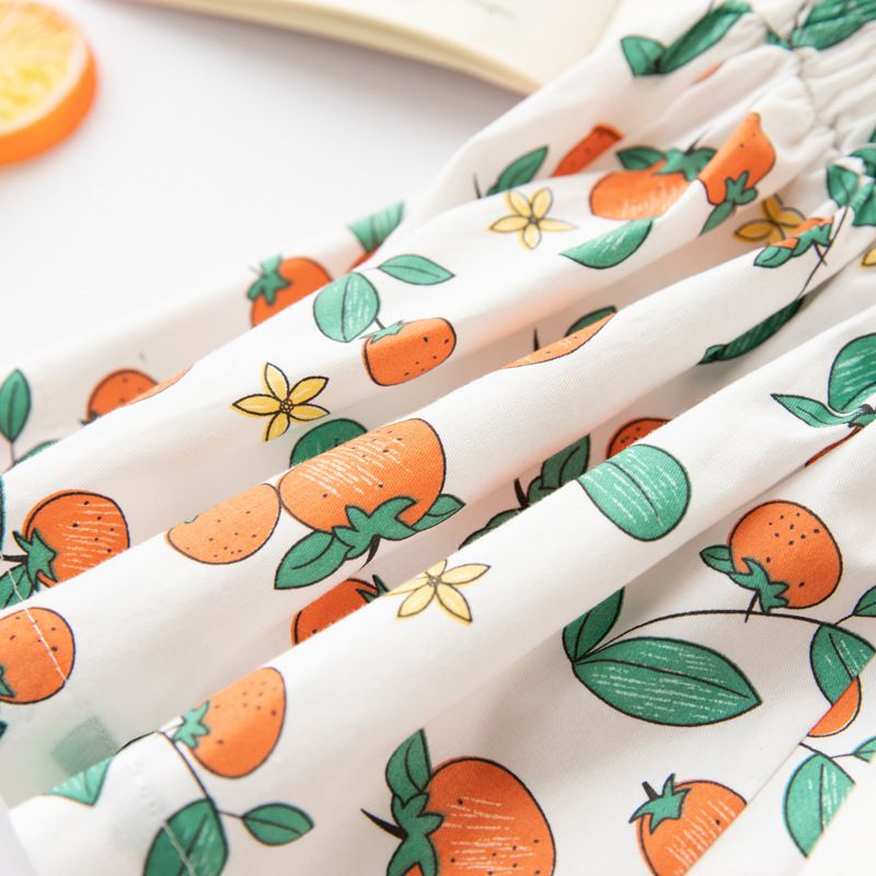 FANMOU - 99%棉腰鬆緊印花短褲-碎花-卡其色