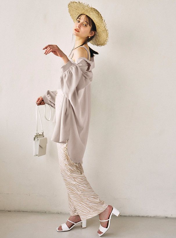 日本 GRL - 慵懶風傘狀寬鬆雪紡襯衫/外套-白