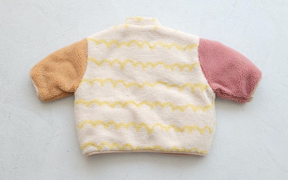 韓國 Mimico - 雙面可穿搖粒絨外套-黃／紅格子