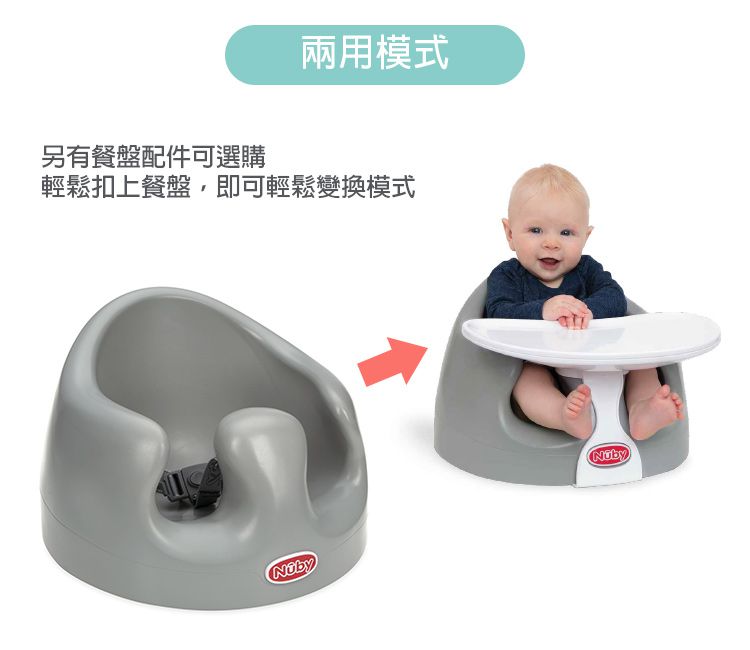 Nuby - 兩用幫幫椅+餐盤配件-湖水藍
