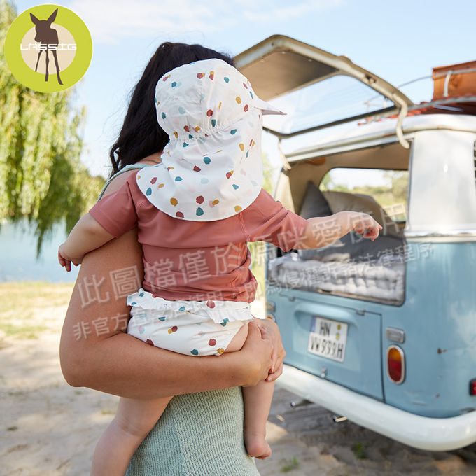 德國 Lassig - 嬰幼兒抗UV防曬遮頸帽-繽紛彩糖