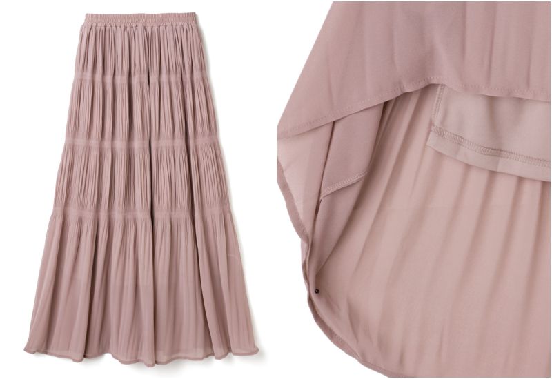 日本 GRL - 楊柳渡假風微蛋糕長裙-深灰紫