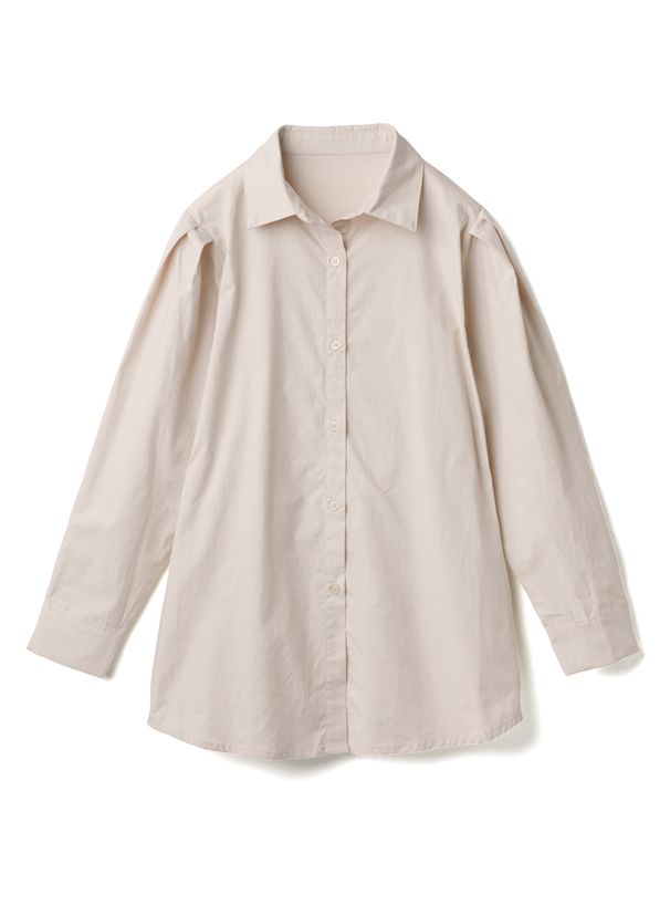 日本 GRL - 蝴蝶結綁帶皮革細肩背心X長袖襯衫-卡其X杏