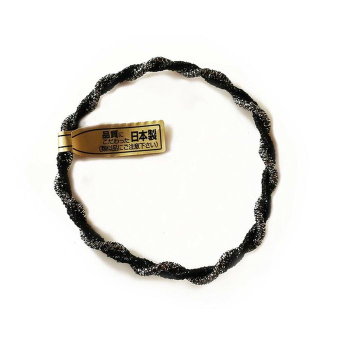 日本 Melody Accessory - 日本製 專利耐用金蔥扭轉髮圈(5入組)-撞色-黑&銀