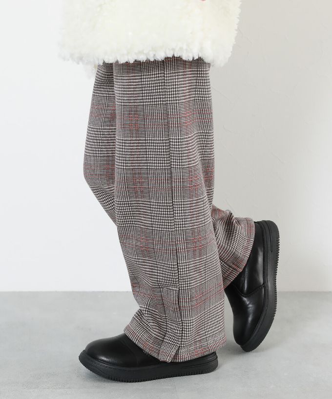 日本 devirock - RICH WARM 保暖裏毛寬褲-布格紋-黑白