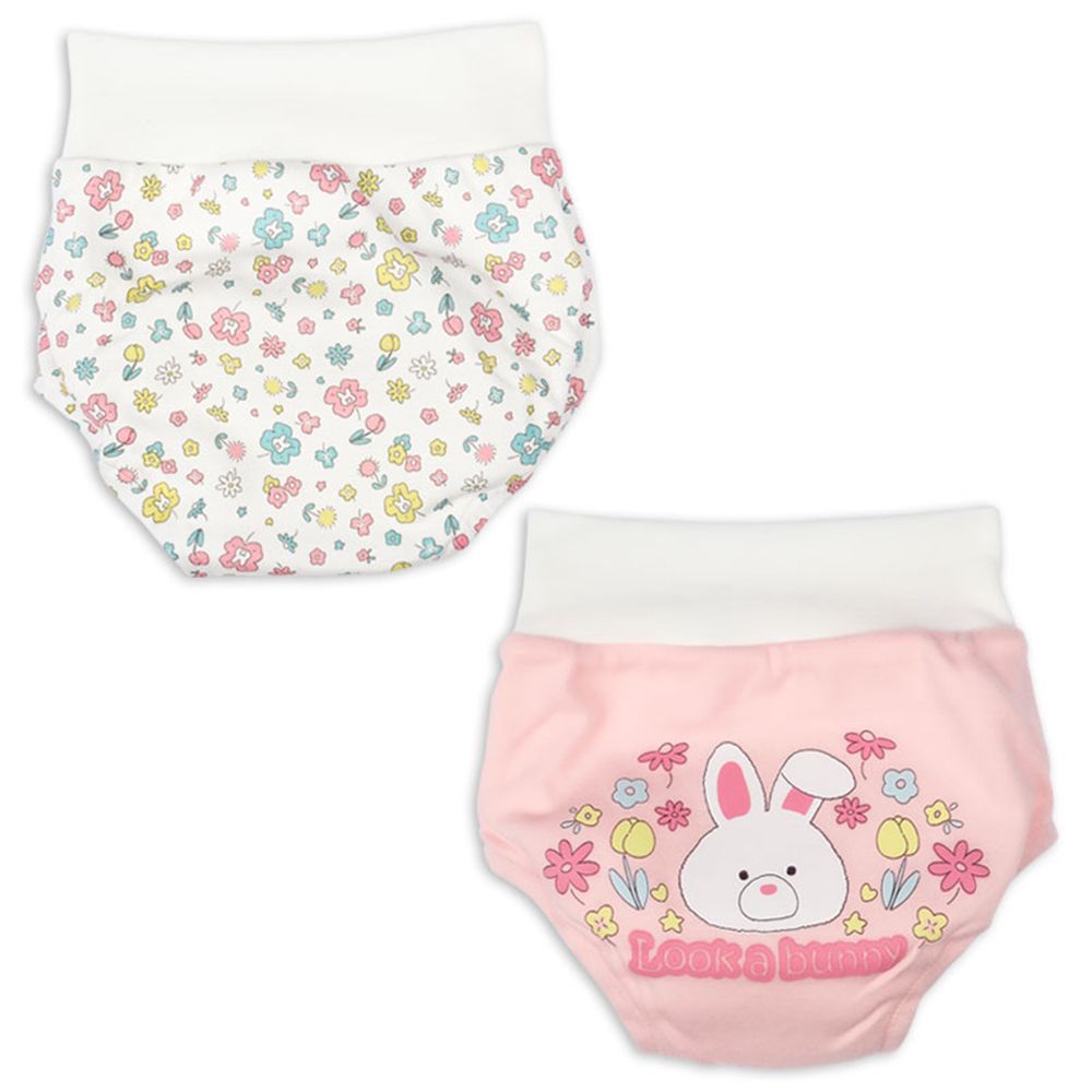 6層學習褲2件組-兔子-粉紅色