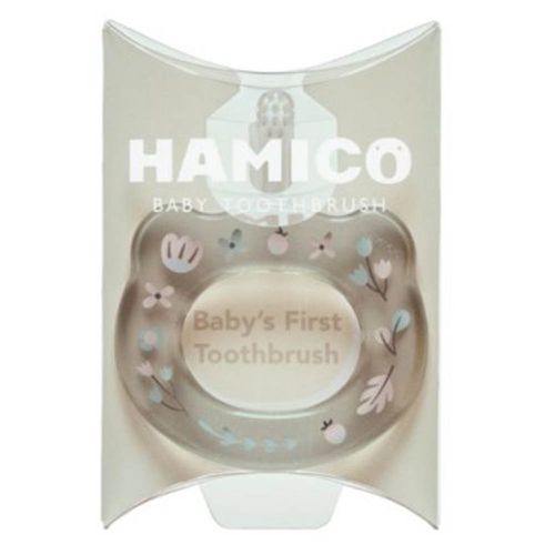 HAMICO 環形寶寶牙刷-花苞-奶茶色