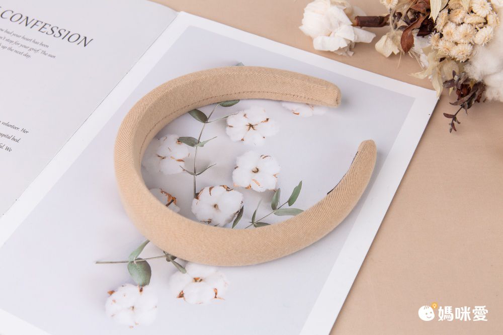 氣質復古秋冬色系髮箍-麂皮海綿-奶咖啡色