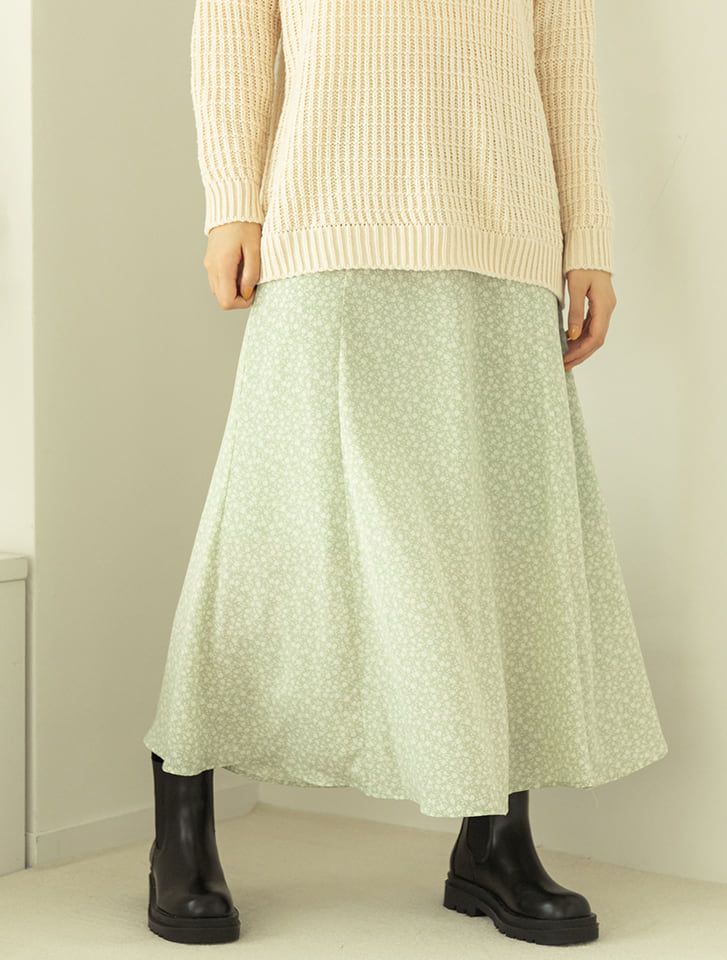 日本 fifth - 小碎花清新長裙-綠