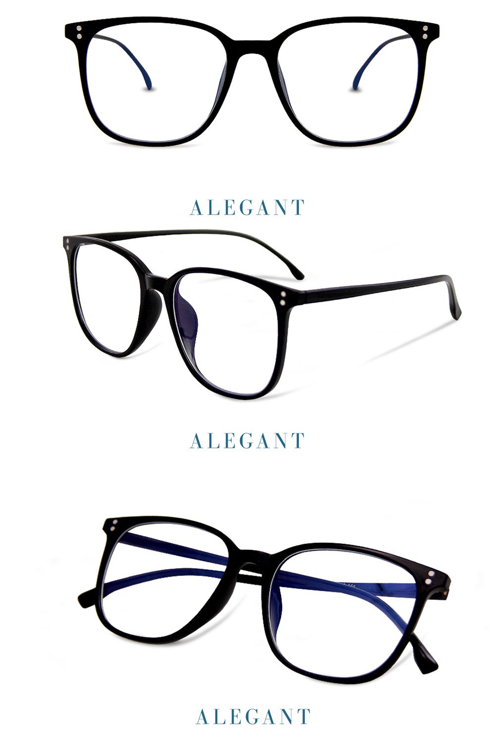 ALEGANT - 日雜經典百搭款TR90輕量森林黑色方框UV400濾藍光眼鏡