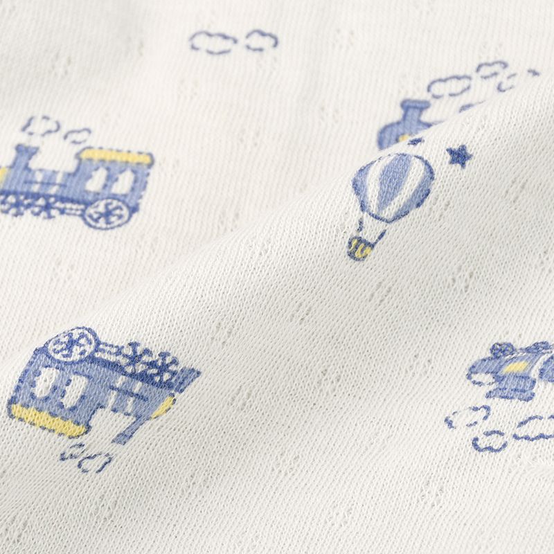 akachan honpo - 長袖前開式包屁衣-鬆軟棉-淺藍色