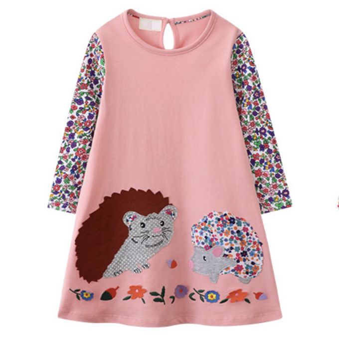 love, charlotte - 親子刺蝟貼布繡全棉長袖洋裝