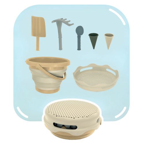無毒摺疊玩沙工具組-7件組-奶茶色