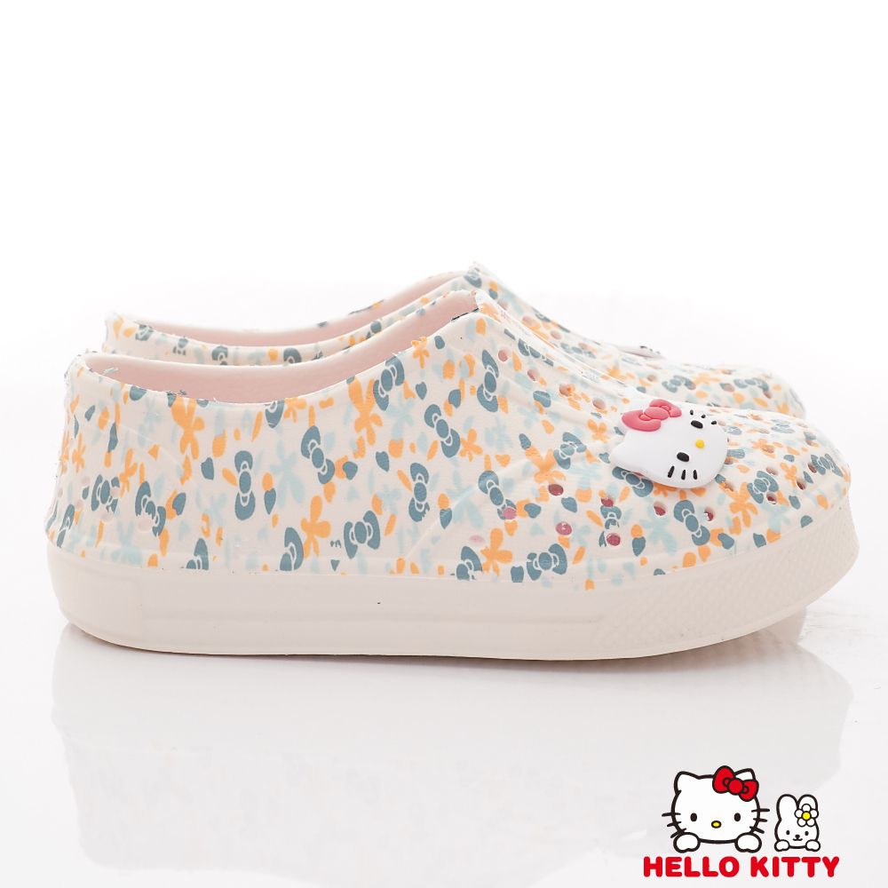 HELLO KITTY - 凱蒂貓可愛碎花洞洞鞋(中小童段)-休閒鞋-白水