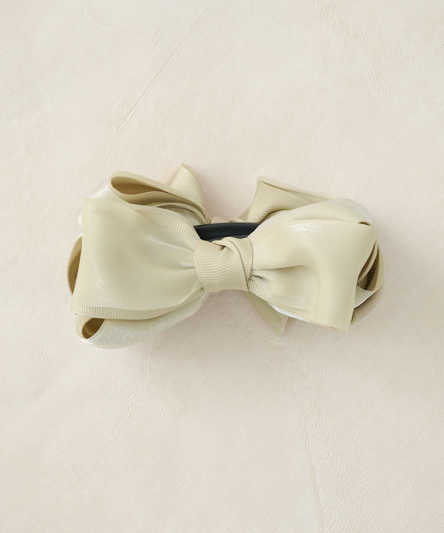 日本 Lattice - 優雅雙層緞帶香蕉夾-經典黑