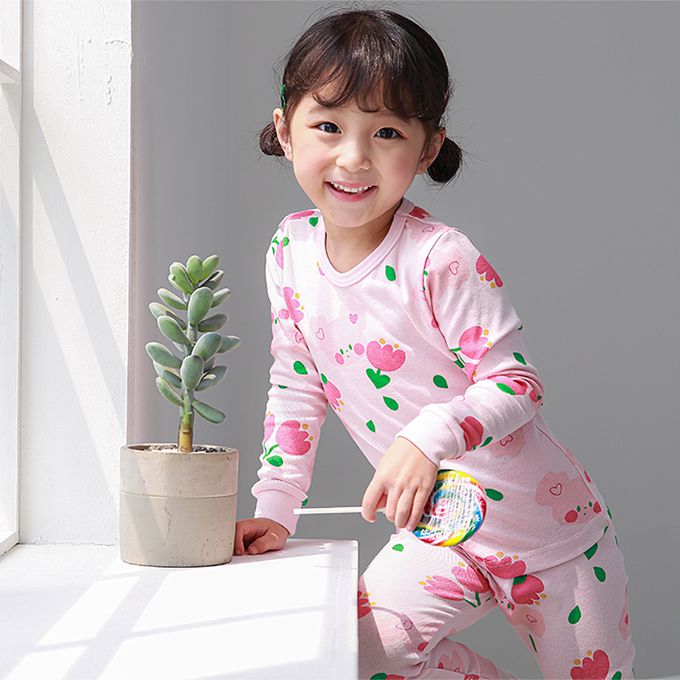 正韓 Cogibu - 極舒適無螢光劑 100% 有機棉幼兒/兒童睡衣/家居服套裝組-小花鼠