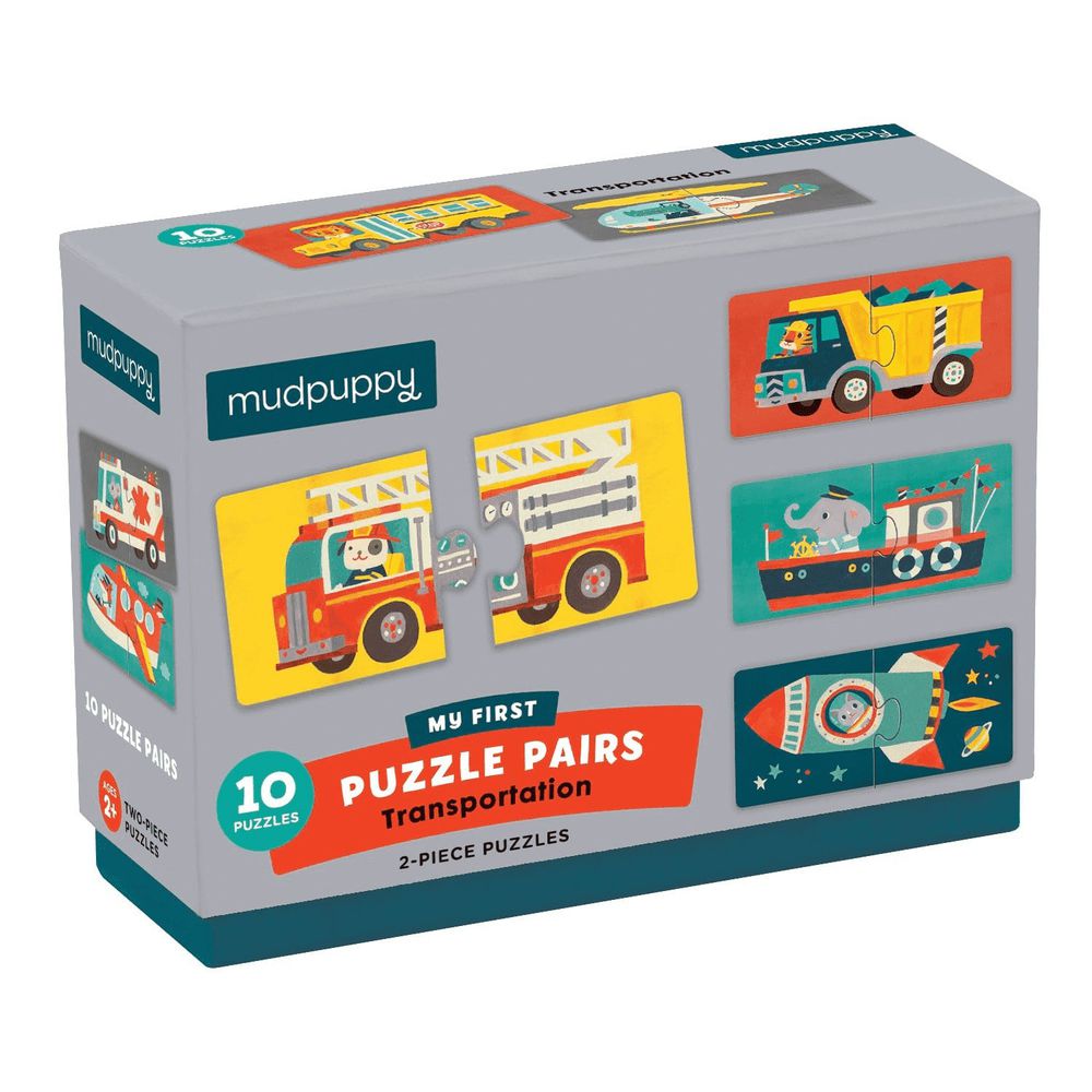 美國 mudpuppy - 配對拼圖系列-交通工具-20片