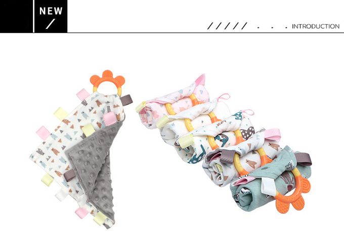 Vanibaby - 豆豆絨咬咬安撫巾（固齒器/標籤）-灰色小熊·