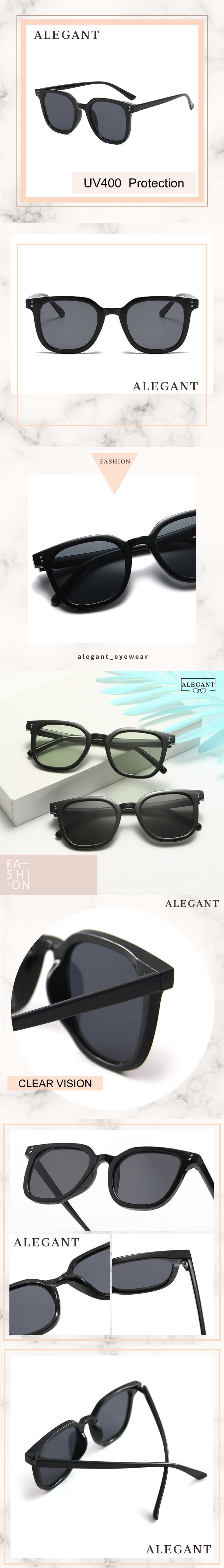 ALEGANT - 黛夜黑韓版個性潮流方框墨鏡│UV400太陽眼鏡