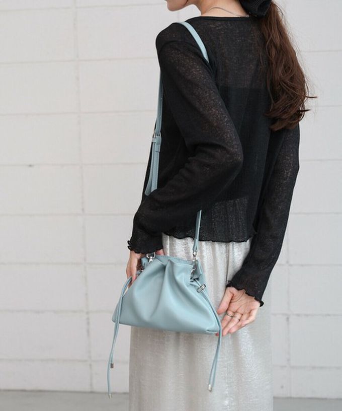 日本 Bab - 輕巧抽繩可愛感側背小包-淺藍