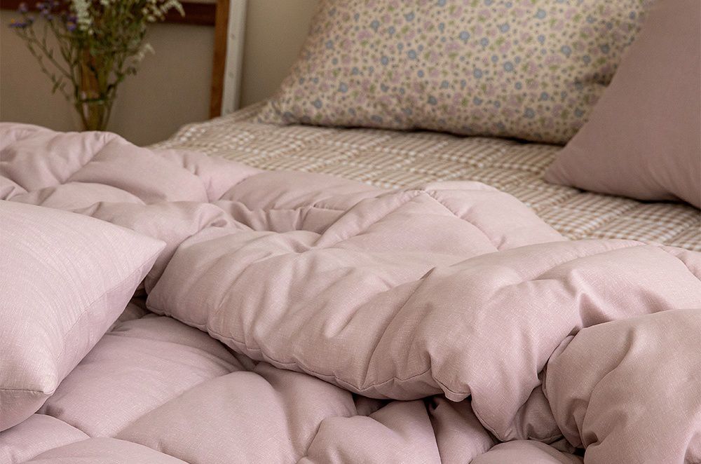 韓國 Maatila - 可水洗超細纖維桃皮感四季被-優格粉