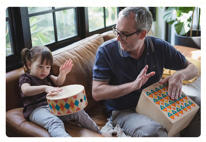 泰國 Plantoys - 木作兒童樂器-方形木箱鼓