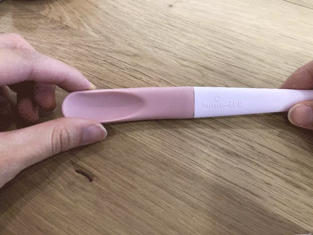 美國Miniware - 蹺蹺板兩用湯匙組 - 柔粉棉花