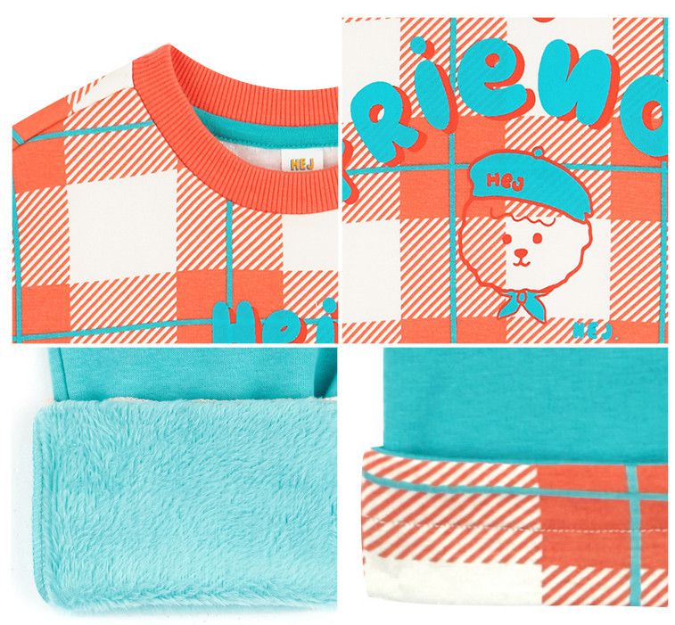 韓國 HEJMINI - 小畫家狗狗絡紋暖絨套裝-橘