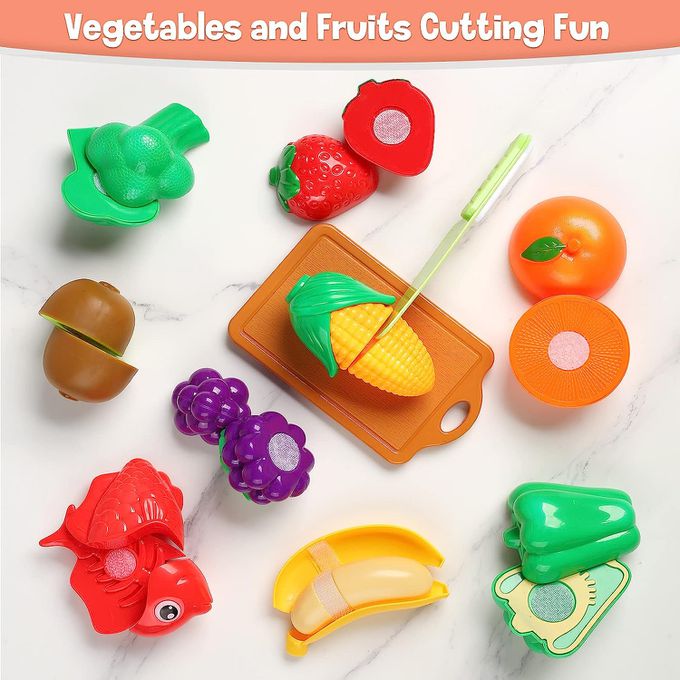 CuteStone - 仿真鍋具切切樂套裝玩具44件組 (盒損福利品)