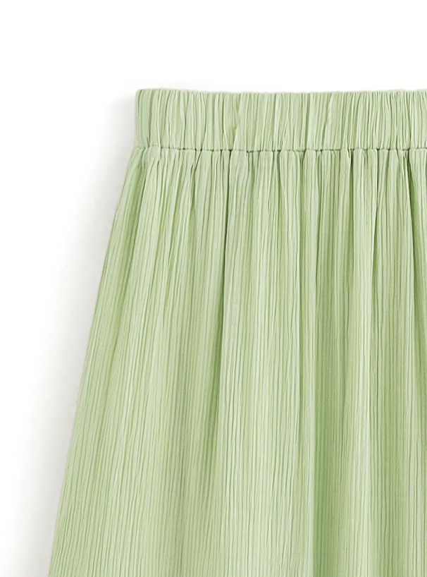 日本 GRL - 嫘縈混楊柳飄逸感長裙-奶油黃 (M)