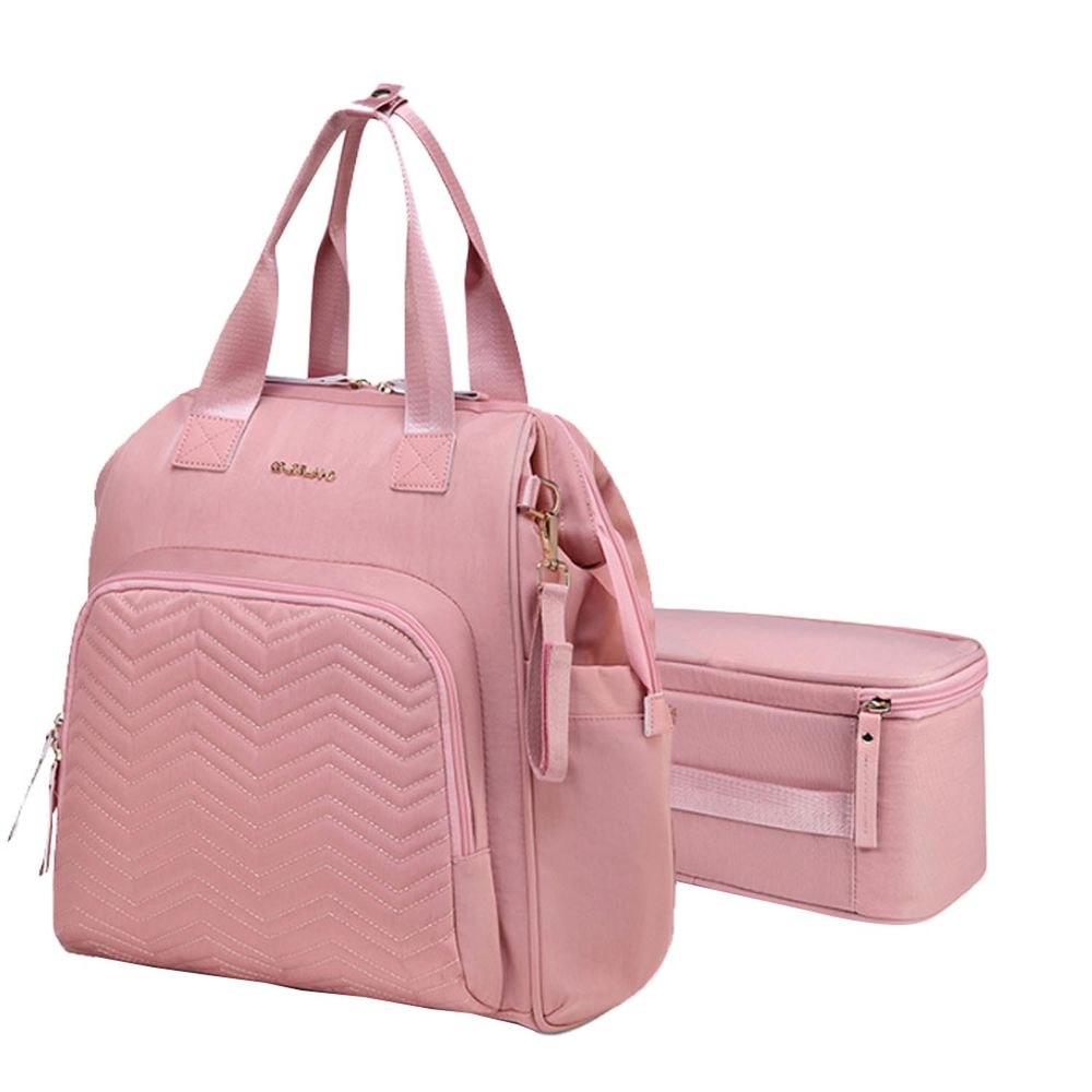 Colorland - 大開口後背包 可上下分層 贈保溫提袋-粉色 (34.5*16*40cm)