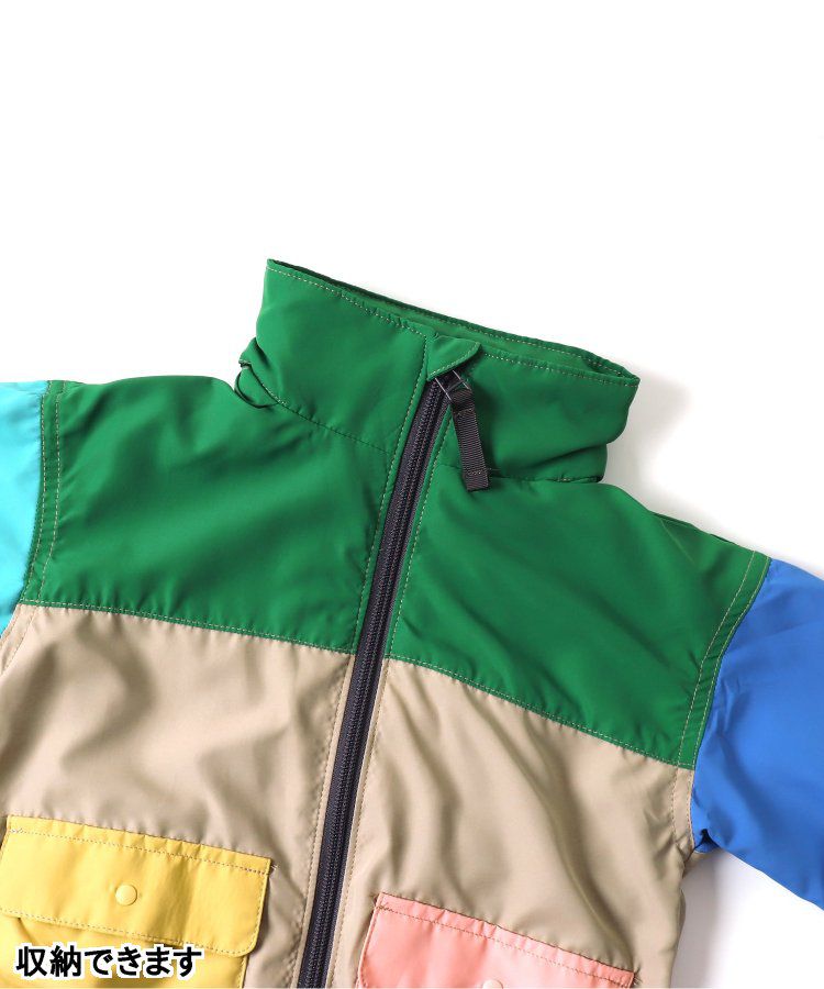 日本 BREEZE - 潑水加工 繽紛連帽防風外套-萊姆