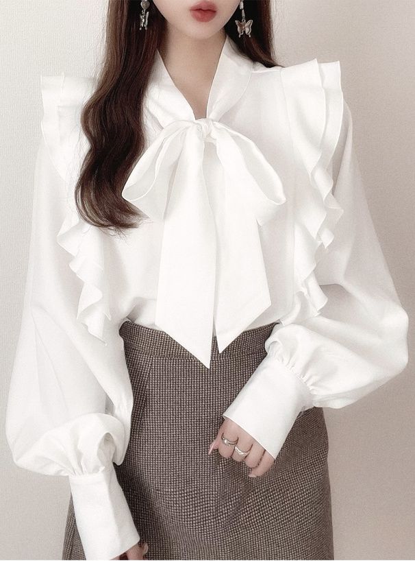 日本 GRL - 華麗扭結氣球袖上衣-淺粉 (F)