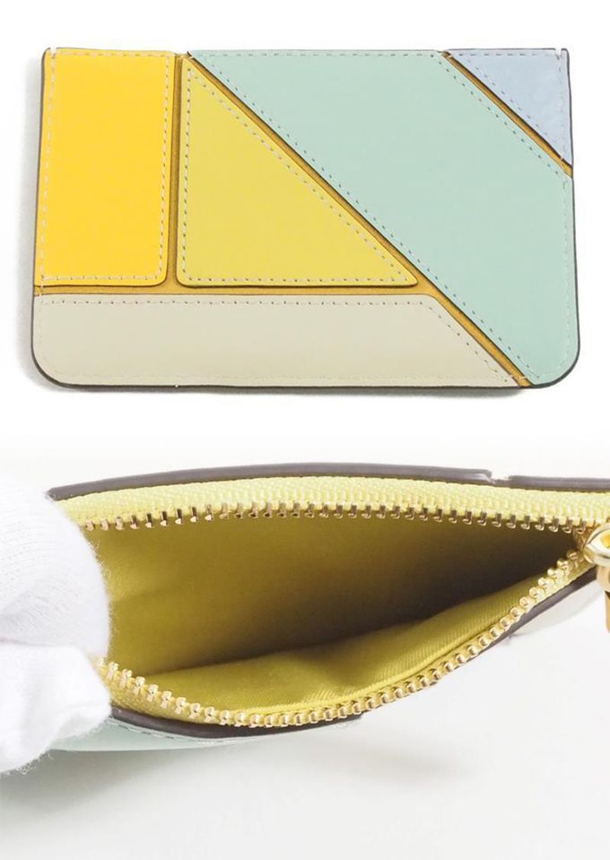 TORY BURCH - 撞色皮革拉鍊短夾 (綠藍黃)