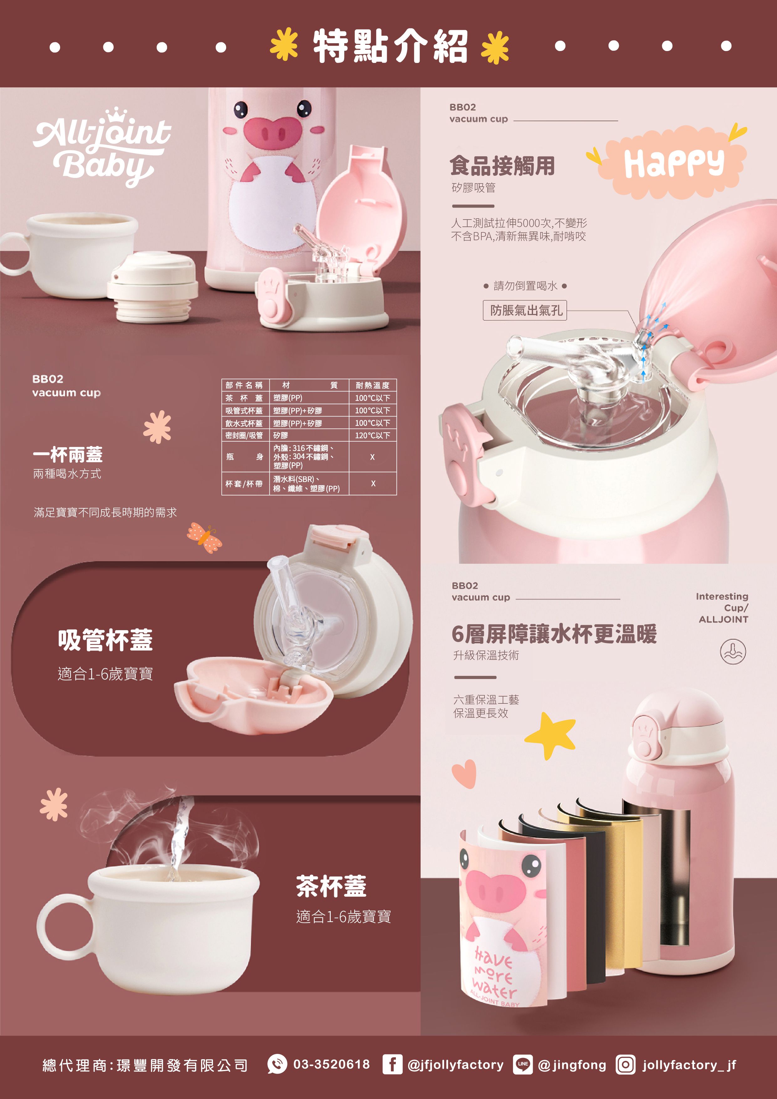 義大利 All joint - 動物王國保溫瓶-企鵝-600ml