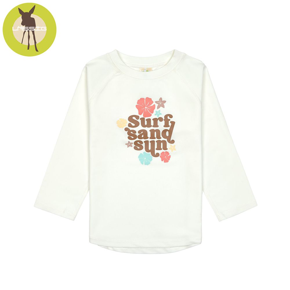 幼童抗UV長袖泳裝上衣-扶桑花