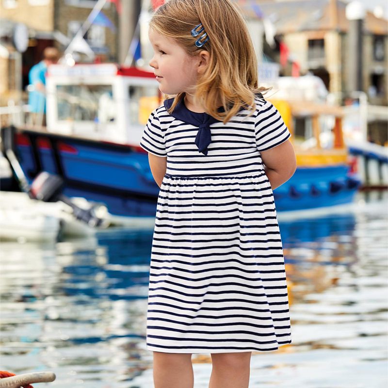 英國 JoJo Maman BeBe - 超優質嬰幼兒/兒童100％純棉短袖洋裝-海洋水手