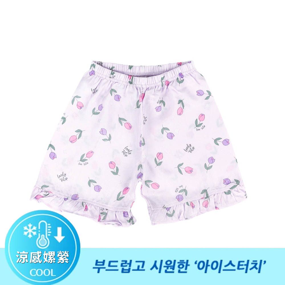 [Primium]鬆緊腰涼感嫘縈透氣短褲-鬱金香-淡紫