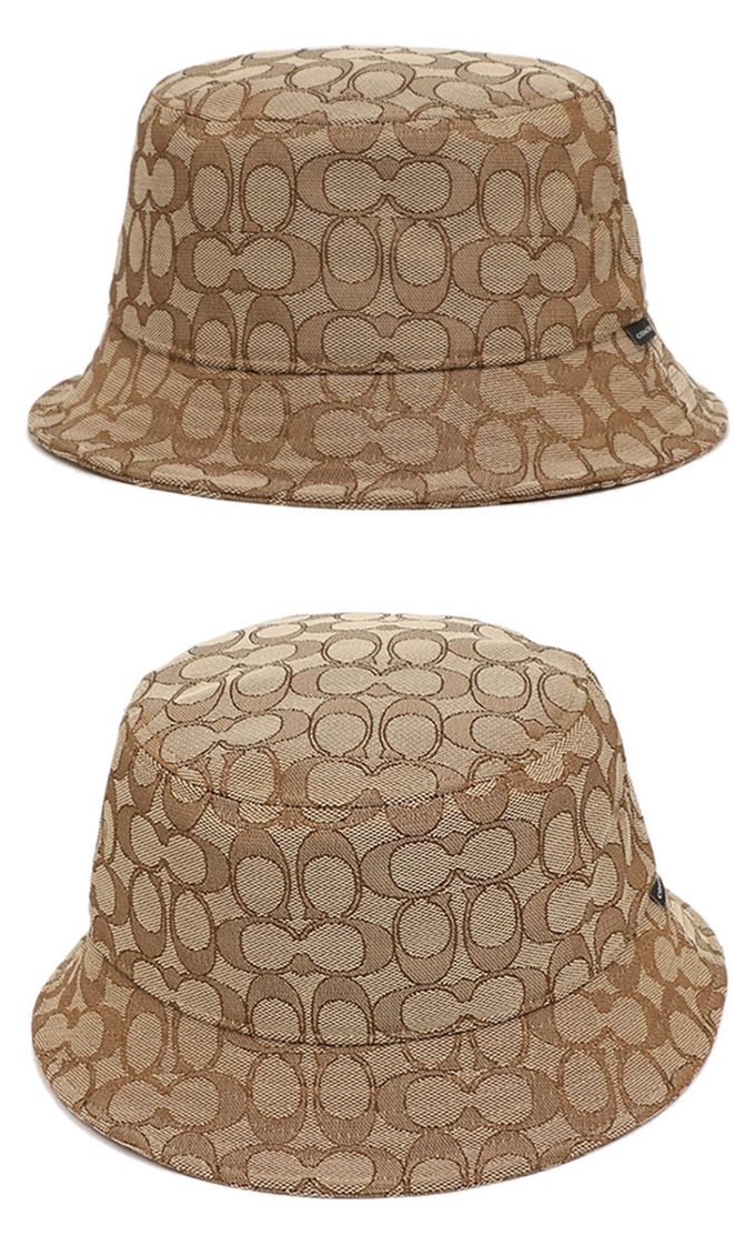 COACH - 滿版LOGO織紋漁夫帽 (卡其)