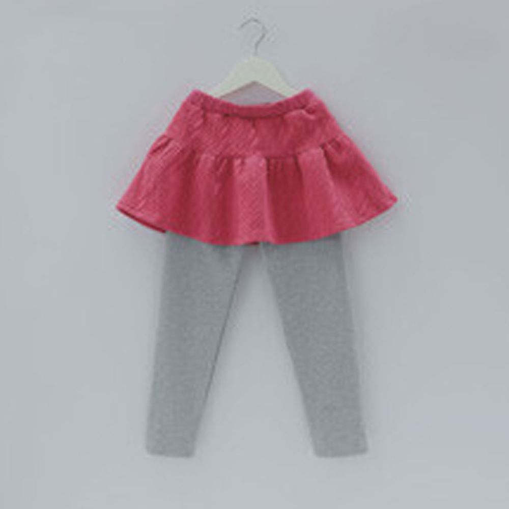 日本 Maison de Ravi - 薄裡起毛編織紋內搭褲裙-莓果粉