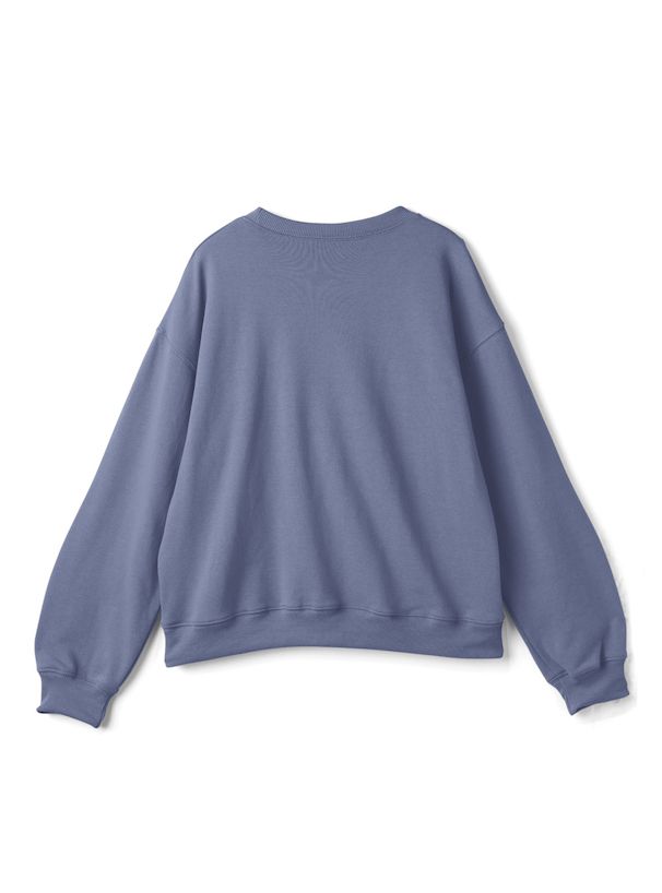 日本 GRL - 百搭圓領LOGO刺繡大學T-Bebe-灰藍 (F)