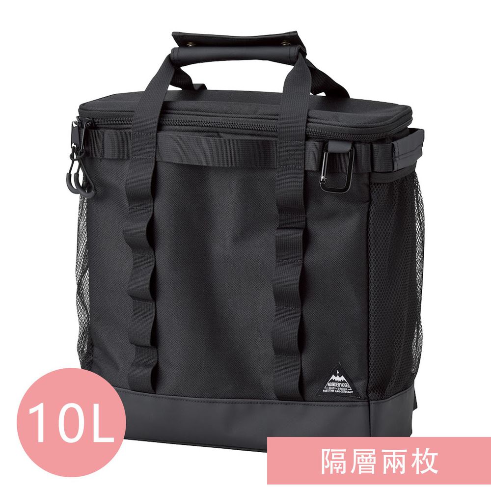 日本 Seto Craft - 露營風 方形保溫保冷提袋/後背包(附隔層*2)-黑 (L(30x12x30cm))-10L