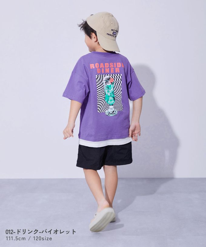 日本 devirock - 100%棉 定番印花短袖上衣-背後星球-橘