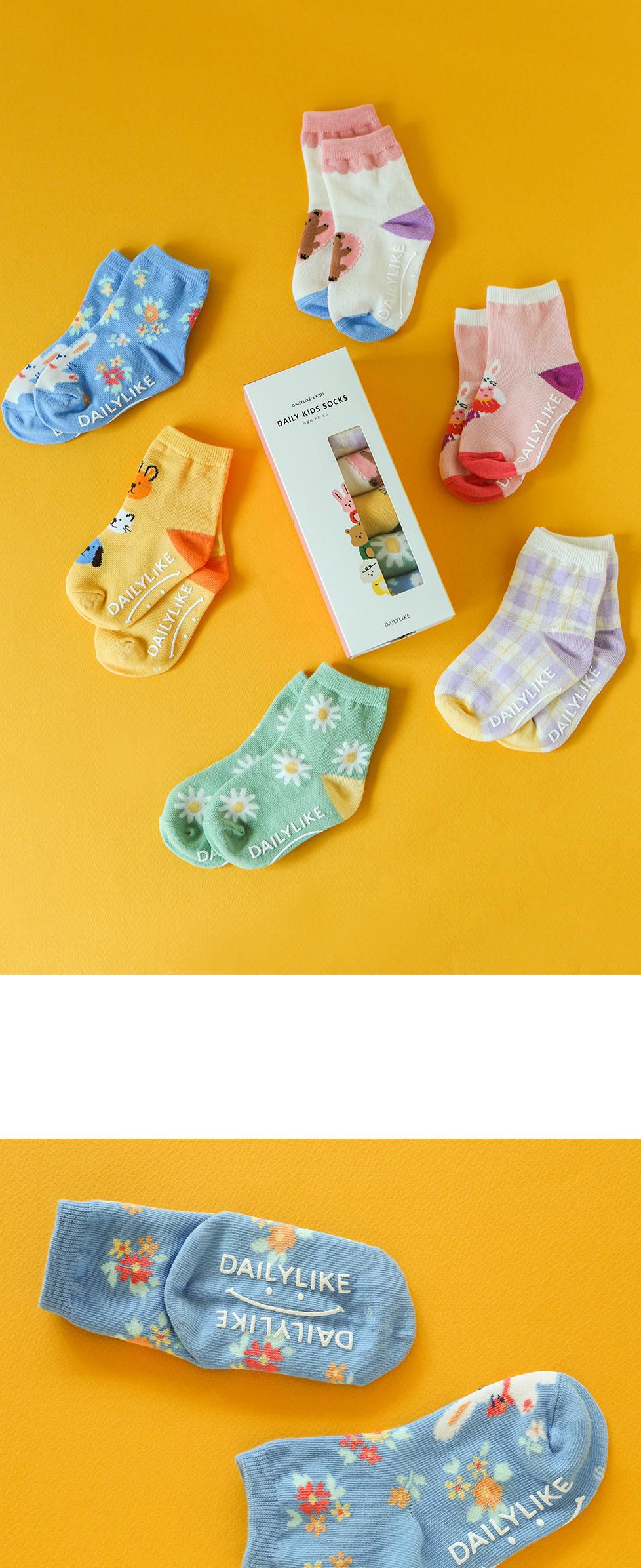 韓國 Daily Like - 兒童襪子/中筒襪6入組-6